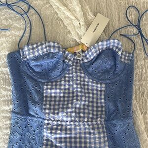 UO blue gingham mini dress NWT